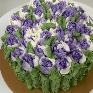 Decorated Cake: Tulip garden, round (Chocolate cake)