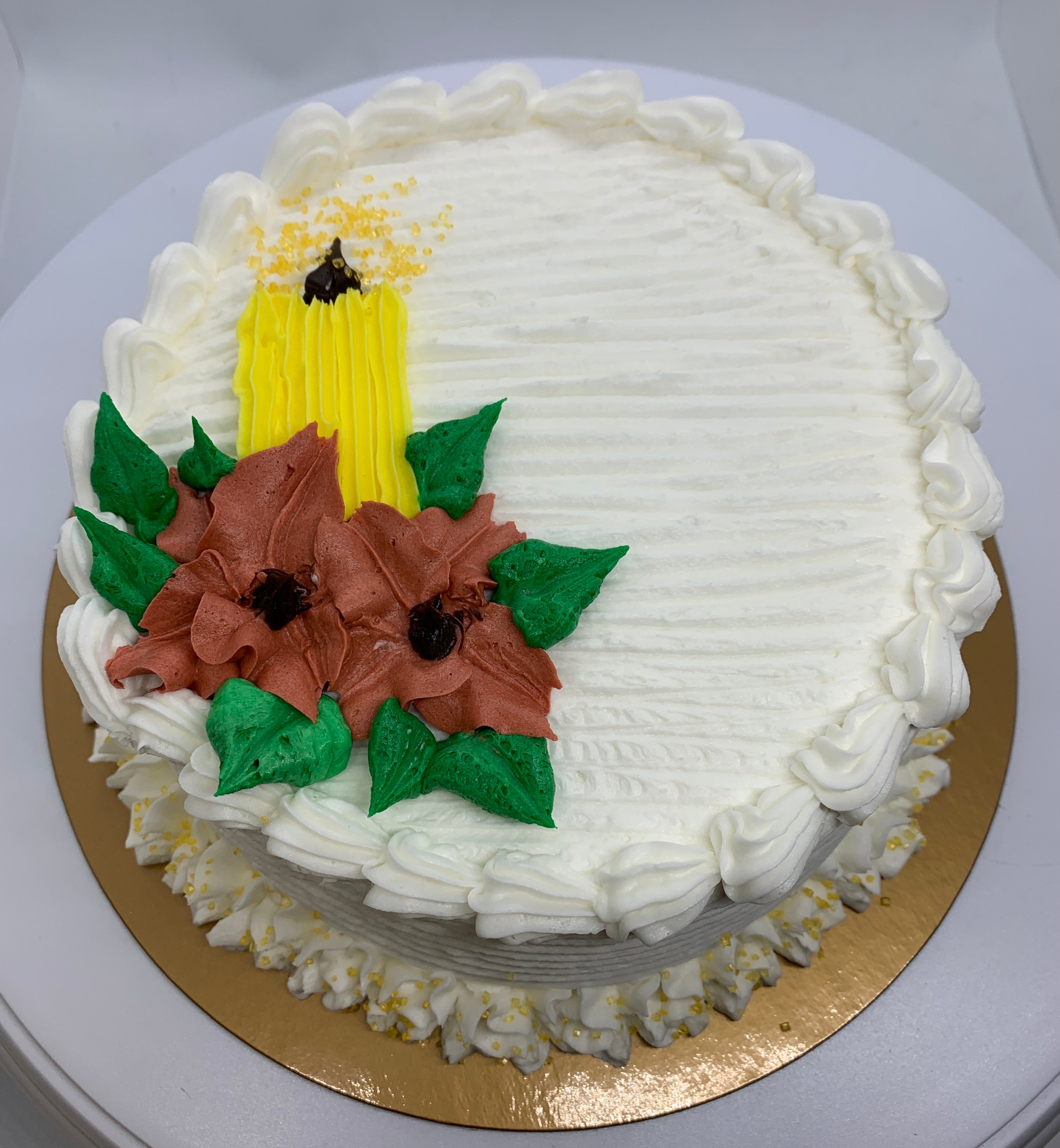 Decorated Cake: Holiday time, round (Vanilla cake)